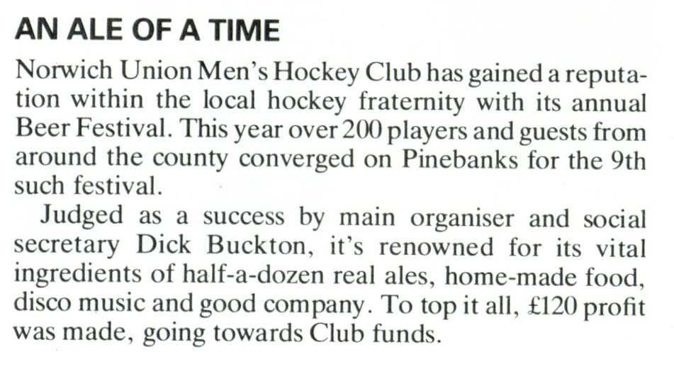 NU Magazine Winter 1984 Beer Festival Text